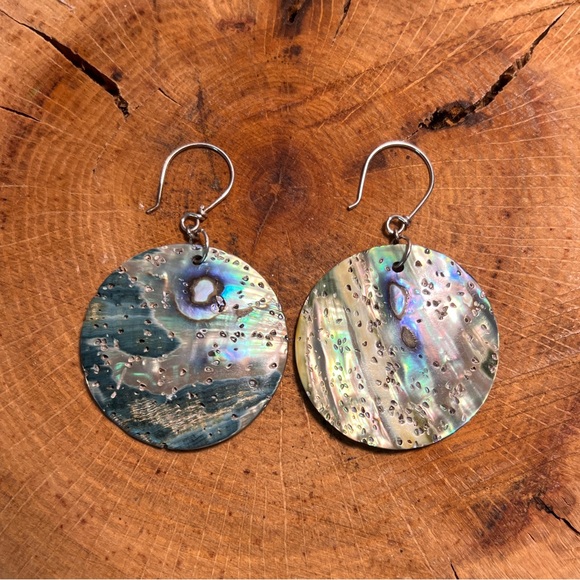Abalone shell earrings - Picture 2 of 3